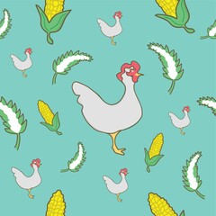 chicken and corn background design