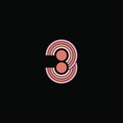 Number 3 vector line dot logo design template. Unique modern minimalist logo symbol