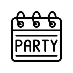 party icons related calendar with written text and rings vector with editable stroke