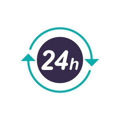 24 hour icon isolated flat illustration graphic design