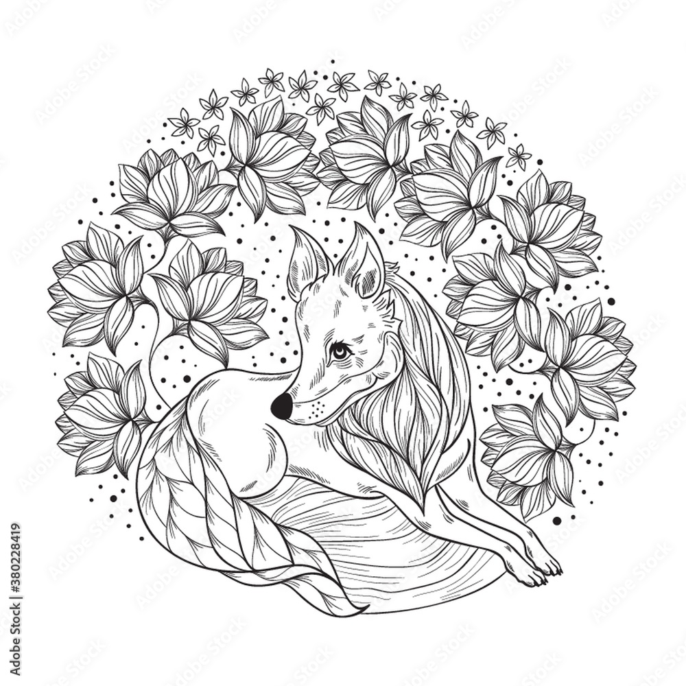 Wall mural intricate fox design vector illustration