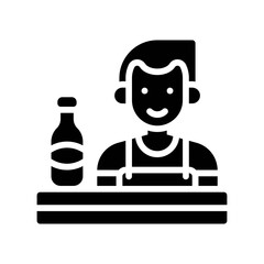 party icons related boy with wine bottle and table vector with editable stroke