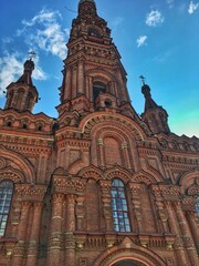 Fototapeta na wymiar Bell tower of the Epiphany Cathedral in Kazan, Russia