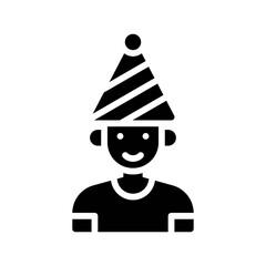 party icons related boy with party celebration cap and dress vector with editable stroke