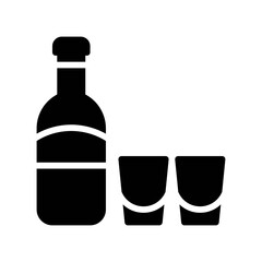 party icons related wine bottle with glasses for party and celebration vector with editable stroke