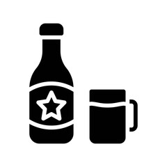 party icons related wine bottle with mug and star for party and celebration vector with editable stroke