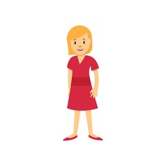 Woman in red dress vector illustration