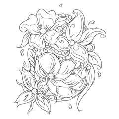 Obraz premium Floral design colouring book illustration