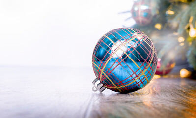 christmas ornament on background of christmas tree
