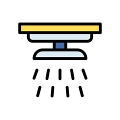 plumber icons related wall hung shower or bath shower with water vector with editable stroke,