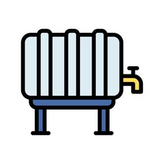 plumber icons related water tank with faucet and stand vector with editable stroke,