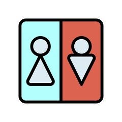 plumber icons related bathroom door male and female sign vector with editable stroke,