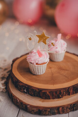 cupcake with pink frosting