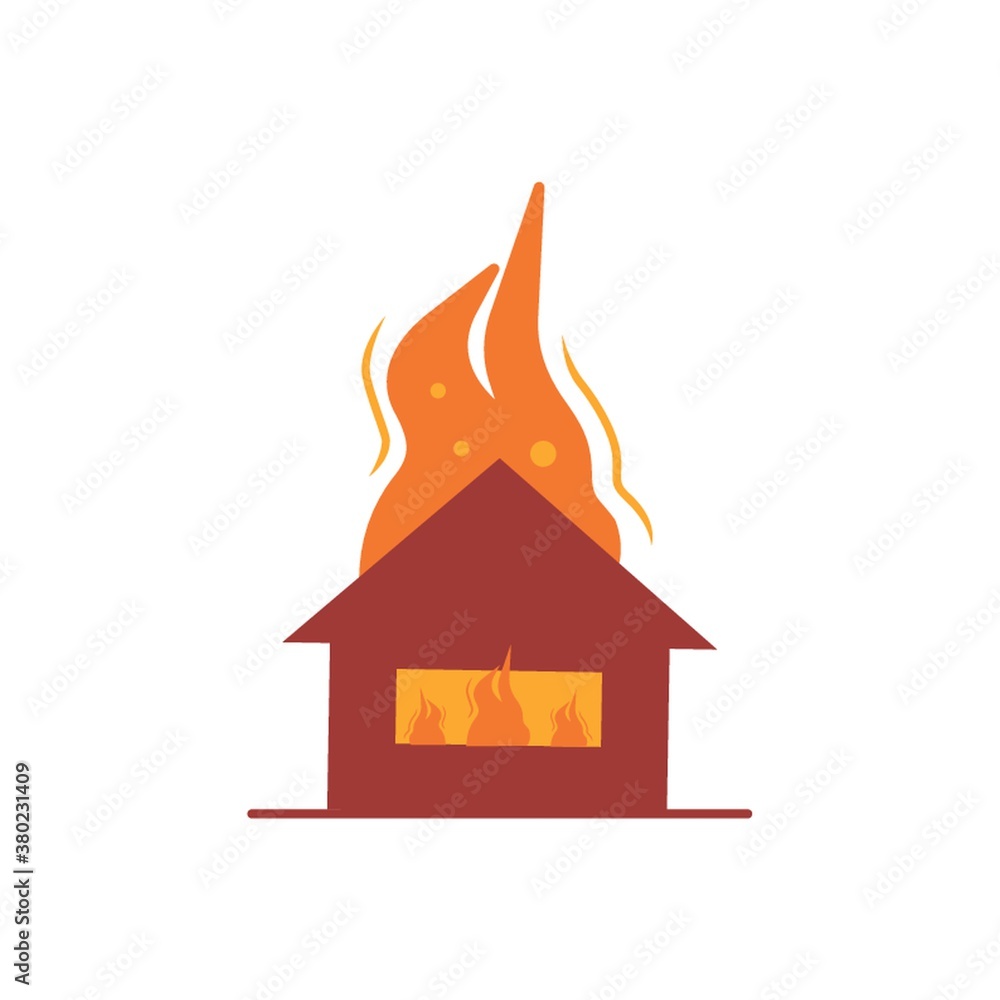 Wall mural house on fire vector illustration disaster