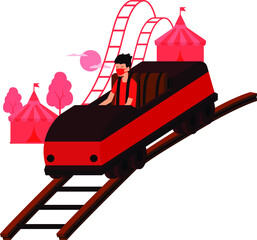 Masked man riding a roller coaster during new normal