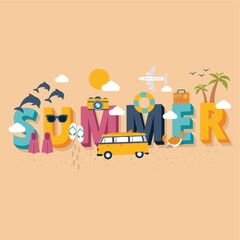 Summer lettering design vector illustration