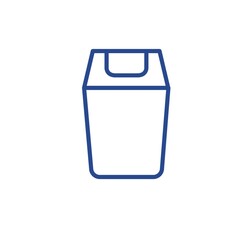 Rubbish bin blue outline simple vector illustration