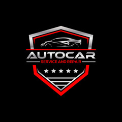 metallic automotive logo premium Vector, service and repair shop logo badge