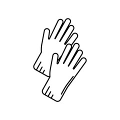 Fototapeta na wymiar Washing gloves black outline minimalistic vector illustration