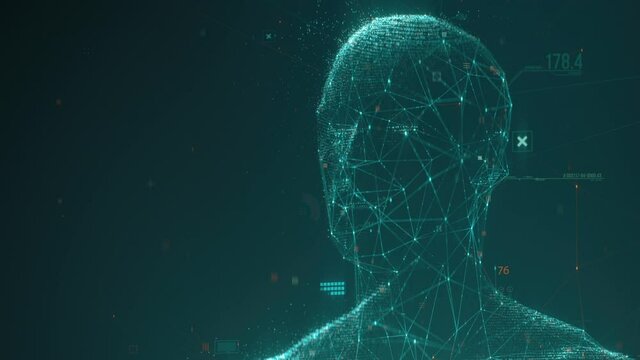 Artificial Intelligence face scanner. Facial recognition and biometric medical research concept