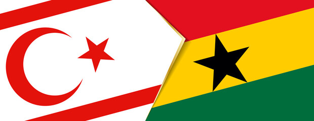 Northern Cyprus and Ghana flags, two vector flags.