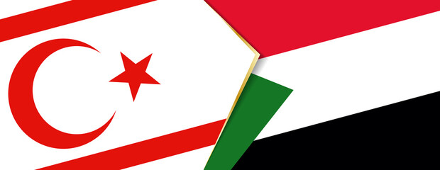 Northern Cyprus and Sudan flags, two vector flags.