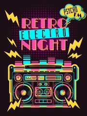 Retro party boombox poster