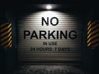 Parking door with NO parking sign