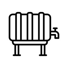 plumber icons related water tank with faucet and stand vector in lineal style,