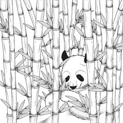 Panda with bamboo design