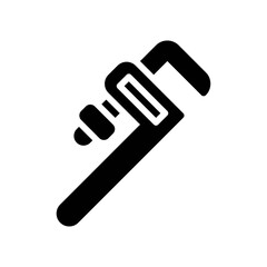 plumber icons related plumber pipe wrench with handle vector in solid design,