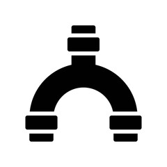 plumber icons related water pipe or pipe line with nuts vector in solid design,