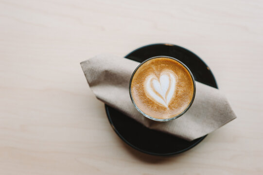 piccolo latte coffee with loveheart