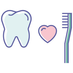 Teeth Cleaning with Love Lifestyle concept, Daily Dental Care Vector colorful Icon Design 