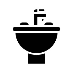 plumber icons related wall hung sink with faucet vector in solid design,