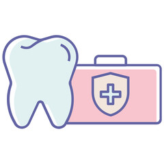 Employee Dental Insurance Coverage Concept, Aid Box with Teeth Design on White Background 