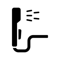 plumber icons related hand shower or phone shower with water and pipe vector in solid design,