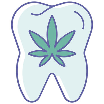 Cannabis Effects on Teeth Vector Colorful Icon design, Marijuana Dental   Concept 