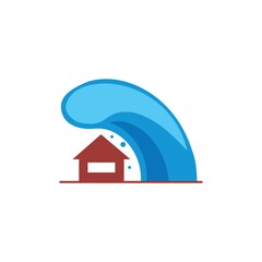 House with tsunami concept