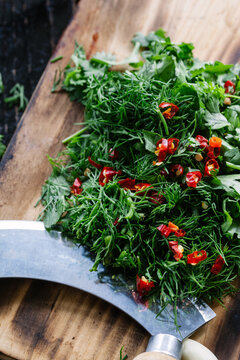 Chopped herbs.