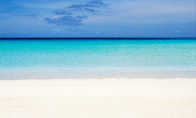 Perfect tropical Caribbean white sand beach and crystal clear turquoise water