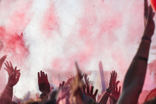 Hands in the air at Summer concert outdoors