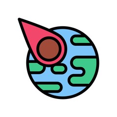 space or planet related earth or wrold globe with meteoright vector with editable stroke,