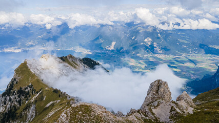 Beautiful view from the Grammont, 2172 meters, Switzerland. 