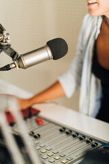 Microphone in Podcasting Studio