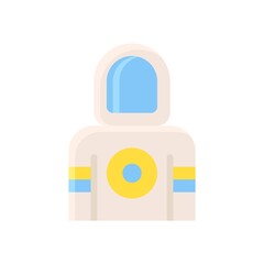 space related space suit with helmet and circle and badge vector in flat style,