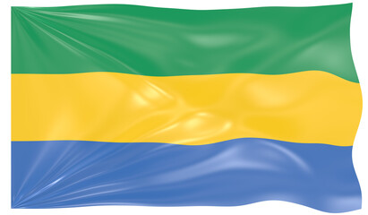 Detailed Illustration of a Waving Flag of Gabon
