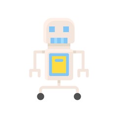 Fototapeta premium space related robot with tire and kit box vector in flat style,