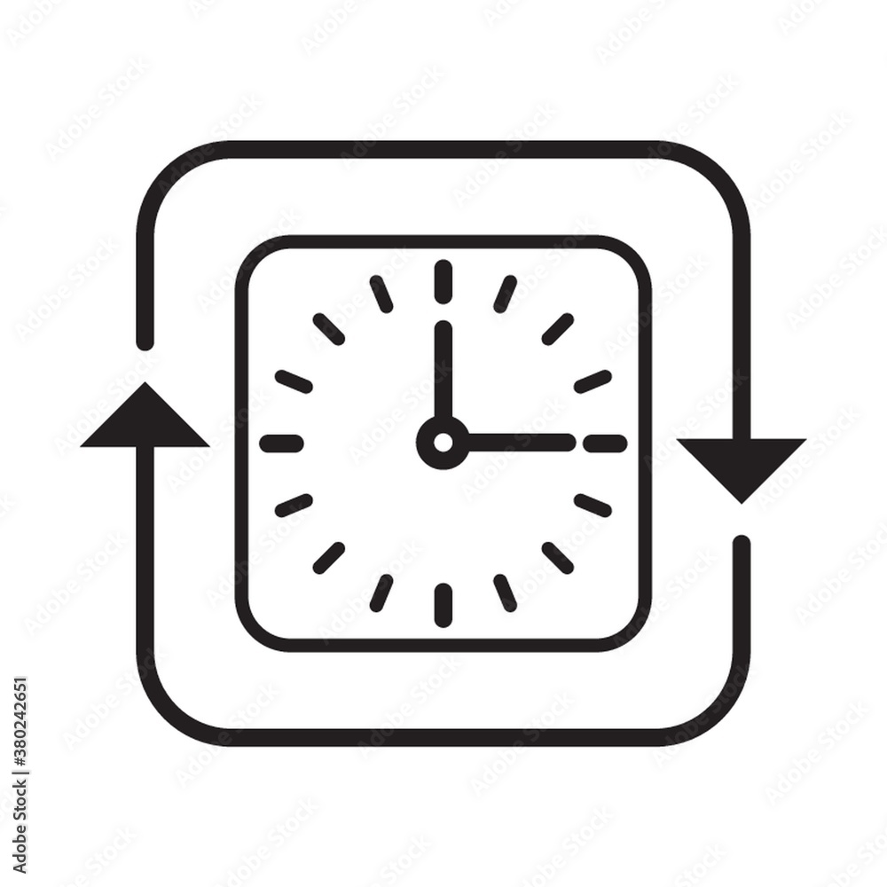 Wall mural clock icon with rotating arrows