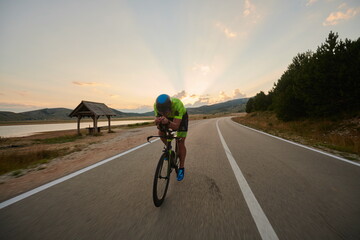 triathlon athlete riding bike